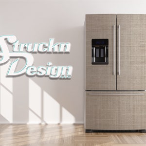 Jute Canvas Texture Beige Farmhouse Refrigerator Fridge Freezer Wrap Side by Side Top Bottom Door Vinyl Mural Skin Decal Removable