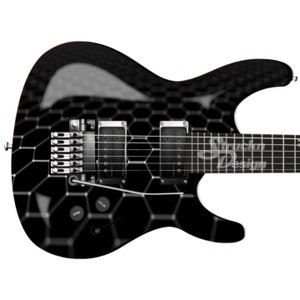 Glowing White Hexagon Tech Guitar Bass Metal Vinyl Wrap Skin Decal Laminated Air Release Bubble Free Graphic Peel & Stick Multiple Sizes