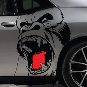 INCLUDES Both Sides - Gorilla King Kong SUV Large Side Vintage Grunge Hood Door Car Bed Pickup Vehicle Truck Vinyl Graphic Decal Tailgate