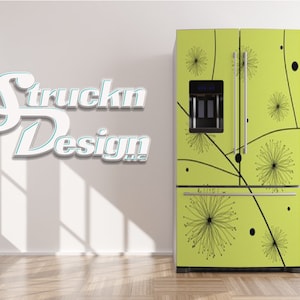 Abstrakte Linien Kugel Hellgrün Schwarz Kühlschrank Kühlschrank Gefrierfach Wrap Side by Side Top Boden Tür Vinyl Wandbild Haut Aufkleber abnehmbar