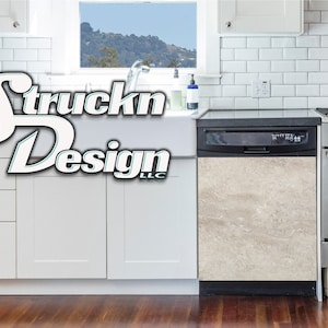 Beige Cracked Mineral Rock Marble Rock Dishwasher Wrap Dishes Front Door Vinyl Mural Skin Decal Removable
