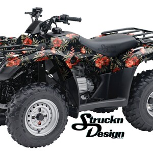 Hawaje Kwiaty Paprocie Tropikalny Grunge 4 stopy x 10 stóp Naklejka Winylowa Wzór Graficzny Zestaw Owijania ATV UTV Golf Cart Motocykl Skuter Rower Odlew Laminat