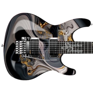 Grau Schwarz Marmor Weiß Dunkelgold Gitarre Bass Metall Vinyl Wrap Skin Aufkleber Laminat Luftblasenfrei Grafik Peel & Stick Multi Size