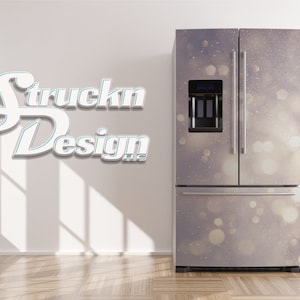 Glitter Glowing White Gray Bokeh Lights Refrigerator Fridge Freezer Wrap Side by Side Top Bottom Door Vinyl Mural Skin Decal Removable