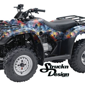 カラフルな水彩カモグランジ 4 フィート x 10 フィート デカール ビニール グラフィック パターン ラップ キット ATV UTV ゴルフ カート オートバイ スクーター バイク キャスト ラミネート