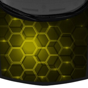 Hexagon Mosaic Shadow Yellow Design Black SUV Van Car Pickup Truck Hood Wrap Vinyl Graphic Decal 58&quot;x 65&quot; US Made Cast Laminated Option