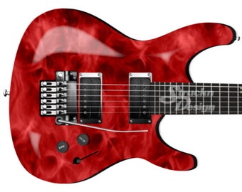 Red Hot Ghost Skulls Flames Grunge Metal Bass Vinyl Decal Guitar Wrap Skin Laminate Bubble Free Air Release Graphic Peel & Stick Multi Size