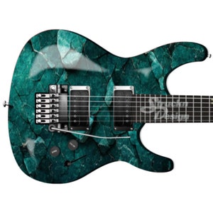 Malecit Gem Rock Muster Dark Teal Bass Metal Vinyl Gitarre Wrap Skin Aufkleber Laminat Peel & Stick Bubble Free Air Release Grafik Multi Size