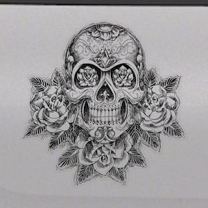 シュガースカルローズ詳細描画ウィンドウベッドSUVフードドアグラフィックビニールデカールトラック車バンピックアップステッカーテールゲート