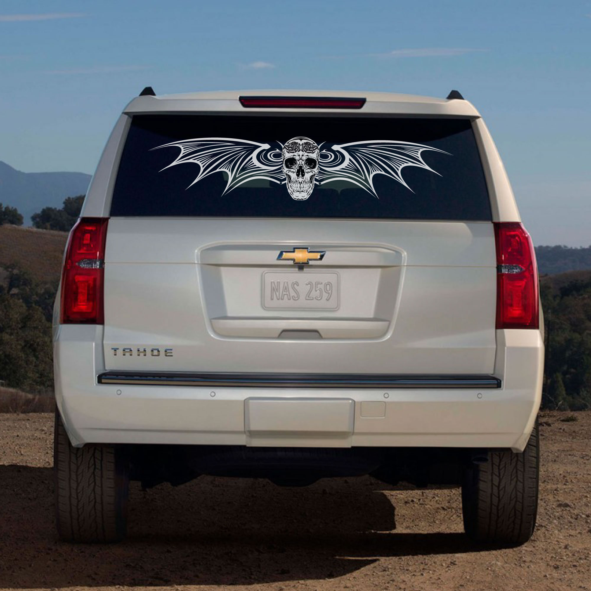 Winged Tribal Skull Rear Window SUV Hood Design Grunge Door Graphic ...