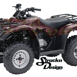 Roze groene koper vierkanten tegel Camo 4ftx 10ft sticker vinyl grafisch patroon wrap kit ATV UTV golfkar motorfiets scooter fiets gegoten laminaat