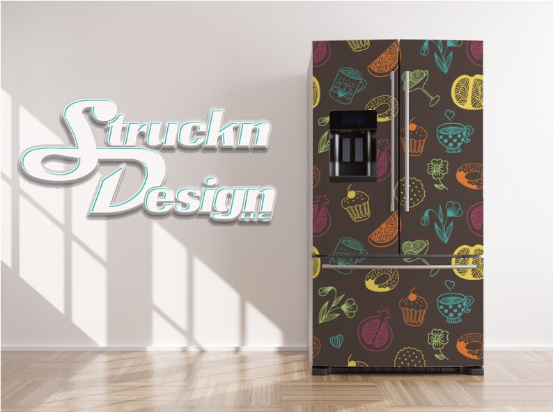 Modern Foods Colorful Cute Pattern Design Refrigerator Fridge Freezer ...