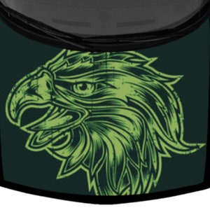 Vintage Light Green Yellow Eagle Head Black Truck Car Hood Wrap Vinyl Graphic Decal Print 58inx65in US Made Cast Laminated Option