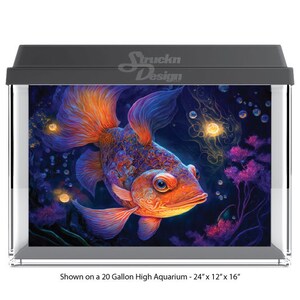 Colorido naranja azul Koi Fish Ocean Underwater 10mil poliéster pecera vidrio telón de fondo acuario fondo impermeable gris opaco Backer