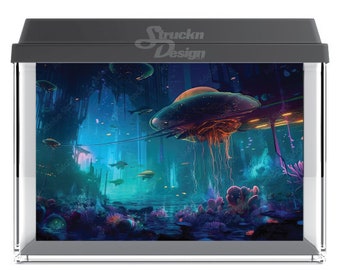 Futuristic Underwater Alien Cityscape 10mil Polyester Aquarium