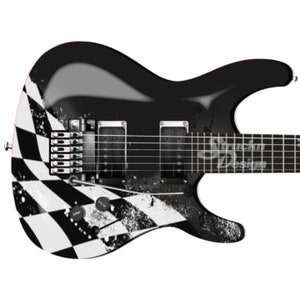 Black White Checkered Abstract Grunge Bass Metal Vinyl Decal Guitar Wrap Skin Graphic Laminate Bubble Free Air Release Peel Stick Multi Size