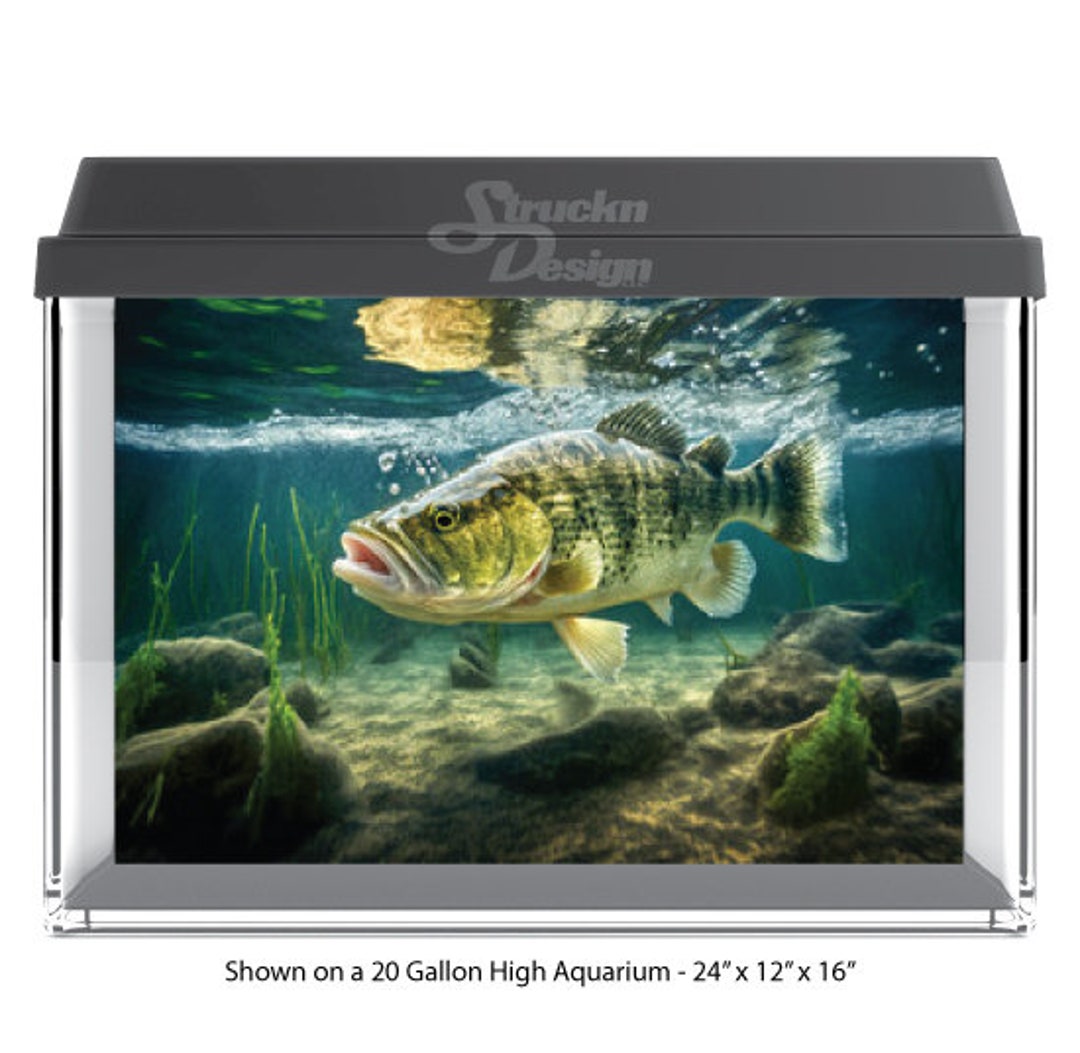 Underwater Swimming Fish Bass Green Algae Teal 10mil Polyester Fish ...
