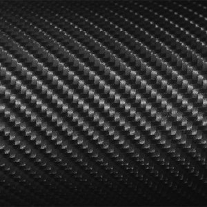 May include: Black carbon fiber textured vinyl sheet. The sheet has a subtle sheen and a repeating pattern of diagonal lines.