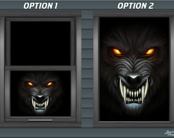 Feroce lupo mannaro arrabbiato lupo scuro horror finestra retroilluminato parete sfondo banner all&#39;interno / all&#39;esterno Decorazione di Halloween Decorazione Decor Facile appendere l&#39;occhiello