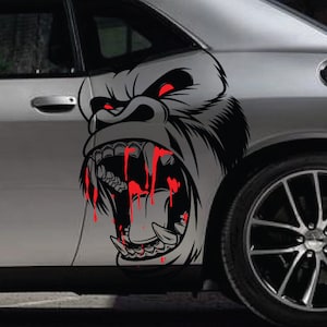 INCLUDES Both Sides - Gorilla King Kong SUV Large Side Blood Grunge Hood Door Bed Car Pickup Vehicle Truck Vinyl Graphic Decal Tailgate