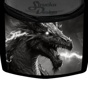 Grau Electric Thunder Blitzdrache Roaring Suv Van Car Pick-Up Truck Hood Wrap Vinyl Grafik Aufkleber 58 &quot;x 65&quot; US Made Cast / laminiert Option
