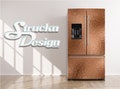 Copper Rose Gold Foil Texture Reflection Refrigerator Fridge Freezer Wrap Side by Side Top Bottom Door Vinyl Mural Skin Decal Removable