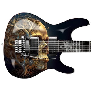 Overgrown Beige Skull Roots Guitar Bass Metal Vinyl Wrap Skin Decal Laminated Air Release Bubble Free Graphic Peel & Stick Multiple Sizes