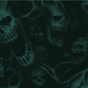 Teal Tattoo Flames Skulls Ghost Abstract Car Motorcycle Graphic Wrap Vinyl Decal Scooter Bike Golf Cart 22x60&quot; USA Made Cast Perf Laminate