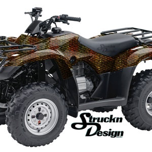 Czerwony Żółty Łuski Fantazyjne Ryby Kamuflaż 4 ft x 10 ft Naklejka Winylowa Wzór Graficzny Zestaw Owijania ATV UTV Golf Cart Motocykl Skuter Rower Odlew Laminat