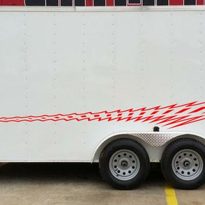 Electric Modern Stripe Side Trailer RV Vehicle Grunge Vinyl Graphic Decal Impact Cargo