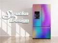 Colorful Psychedelic Texture Purple Blue Refrigerator Fridge Freezer Wrap Side by Side Top Bottom Door Vinyl Mural Skin Decal Removable USA