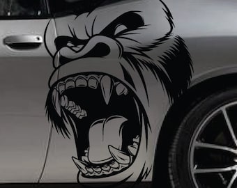 INCLUDES Both Sides - Gorilla King Kong SUV Large Side Vintage Grunge Hood Door Car Bed Pickup Vehicle Truck Vinyl Graphic Decal Tailgate