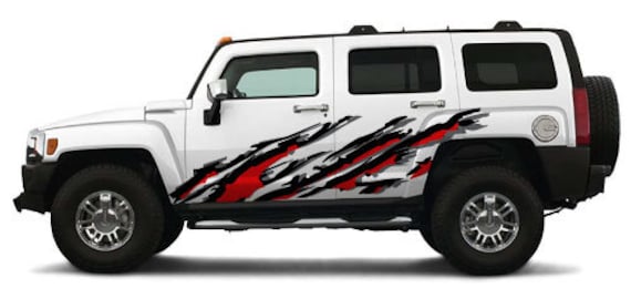 Hummer red car auto 5 x 3 sticker decal
