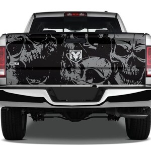 Grey Skulls Texture Tattoo Grunge Splash Abstract Zombies Graphic Wrap Tailgate Vinyl Decal Truck Pickup SUV Avery 1105
