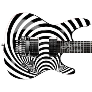 Black White Striped Illusion Guitar Bass Metal Vinyl Wrap Skin Decal Laminated Air Release Bubble Free Graphic Peel & Stick Multiple Sizes