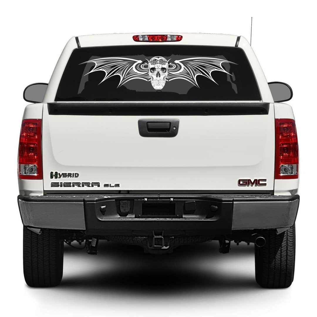 Winged Tribal Skull Rear Window SUV Hood Design Grunge Door Graphic ...