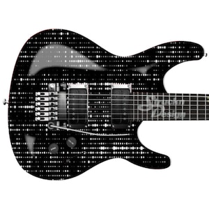 White Retro Tech Spots Black Guitar Bass Metal Vinyl Wrap Skin Decal Laminated Air Release Bubble Free Graphic Peel & Stick Multiple Sizes