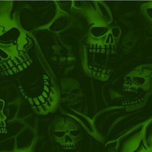 Green Tattoo Flames Skulls Ghost Abstract Car Motorcycle Graphic Wrap Vinyl Decal Scooter Bike Golf Cart 22x60&quot; USA Made Cast Perf Laminate