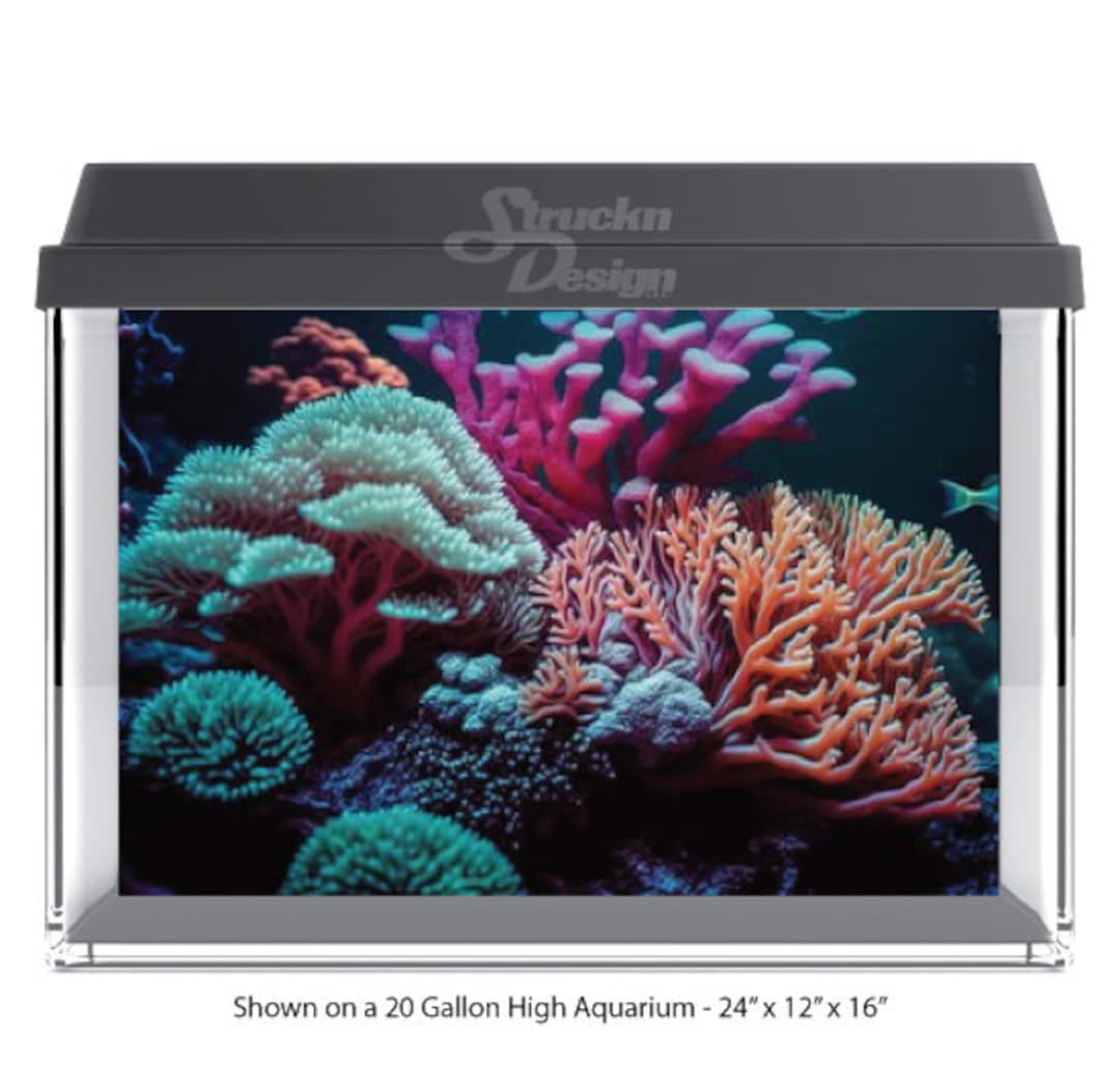 Colorful Underwater Coral Reef Dark Sun Rays 10mil Polyester Fish Tank ...