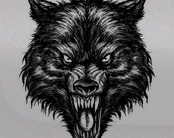 Wolf Werewolf Growling Teeth Window Bed SUV Hood Door Graphic Vinyl Decal Truck Car Van Pickup Sticker Tailgate