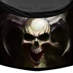 Evil Screaming Skull Design Black SUV Van Car Pickup Truck Hood Wrap Vinyl Graphic Decal 58&quot;x 65&quot; US Made Cast Laminated Option