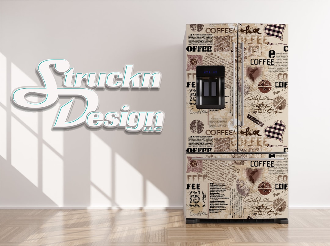Coffee Brown Lettering Vintage Coffee Labels Refrigerator Fridge ...