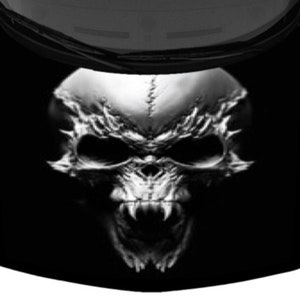 Dragon Skull Teeth Fierce Grayscale Fangs Black Car Pickup SUV Truck Hood Wrap Vinyl Graphic Decal 58in x 65in US Made Cast Laminated Option