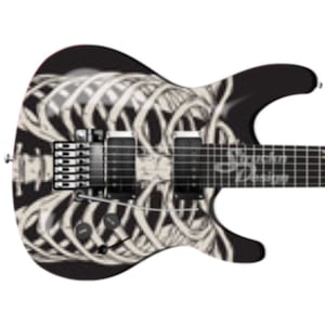 Skeleton Rib Cage White Black Guitar Bass Metal Vinyl Wrap Skin Decal Laminated Air Release Bubble Free Graphic Peel & Stick Multiple Sizes
