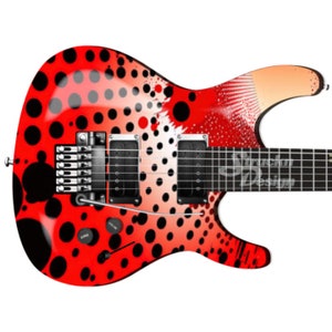 Retro Red Black Spots Dots Guitar Bass Metal Vinyl Wrap Skin Decal Laminated Air Release Bubble Free Graphic Peel & Stick Multiple Sizes