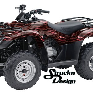 レッド ウェーブライン ジオード メタリック カモ 4 フィート x 10 フィート デカール ビニール グラフィック パターン ラップ キット ATV UTV ゴルフ カート オートバイ スクーター バイク キャスト ラミネート