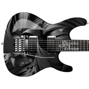 Black Gray Dark Marble Waves Guitar Bass Metal Vinyl Wrap Skin Decal Laminate Air Release Bubble Free Graphic Peel & Stick Multi Size