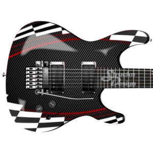 White Black Checkered Red Carbon Grunge Metal Bass Vinyl Decal Guitar Wrap Skin Graphic Laminate Bubble Free Air Release Peel Stick Sizes