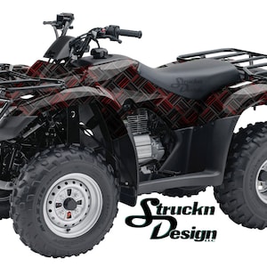 Czarno-czerwone kratki kwadraty kamuflaż 4 stopy x 10 stóp naklejka winylowa graficzny wzór zestaw do owijania ATV UTV wózek golfowy motocykl skuter rower odlew laminat USA
