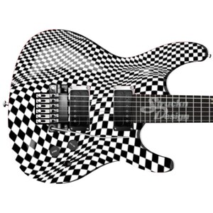 White Black Checkered Abstract Grunge Bass Metal Vinyl Decal Guitar Wrap Skin Laminate Bubble Free Air Release Graphic Peel Stick Multi Size